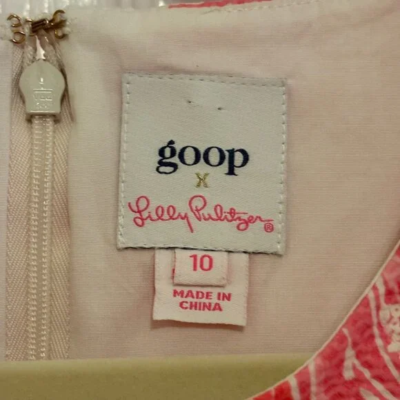 Lilly Pulitzer x GOOP Size 10 Gwyneth Shift Dress Hotty Pink Kiss Kiss - Sirens - Picture 9 of 16